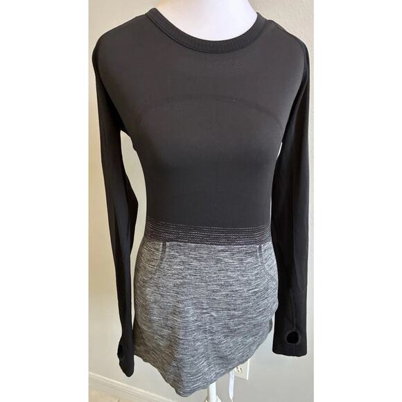Lululemon Swiftly Tech Long Sleeve Crew Top Size 10 Black White Ombre Activewear - Picture 4 of 16